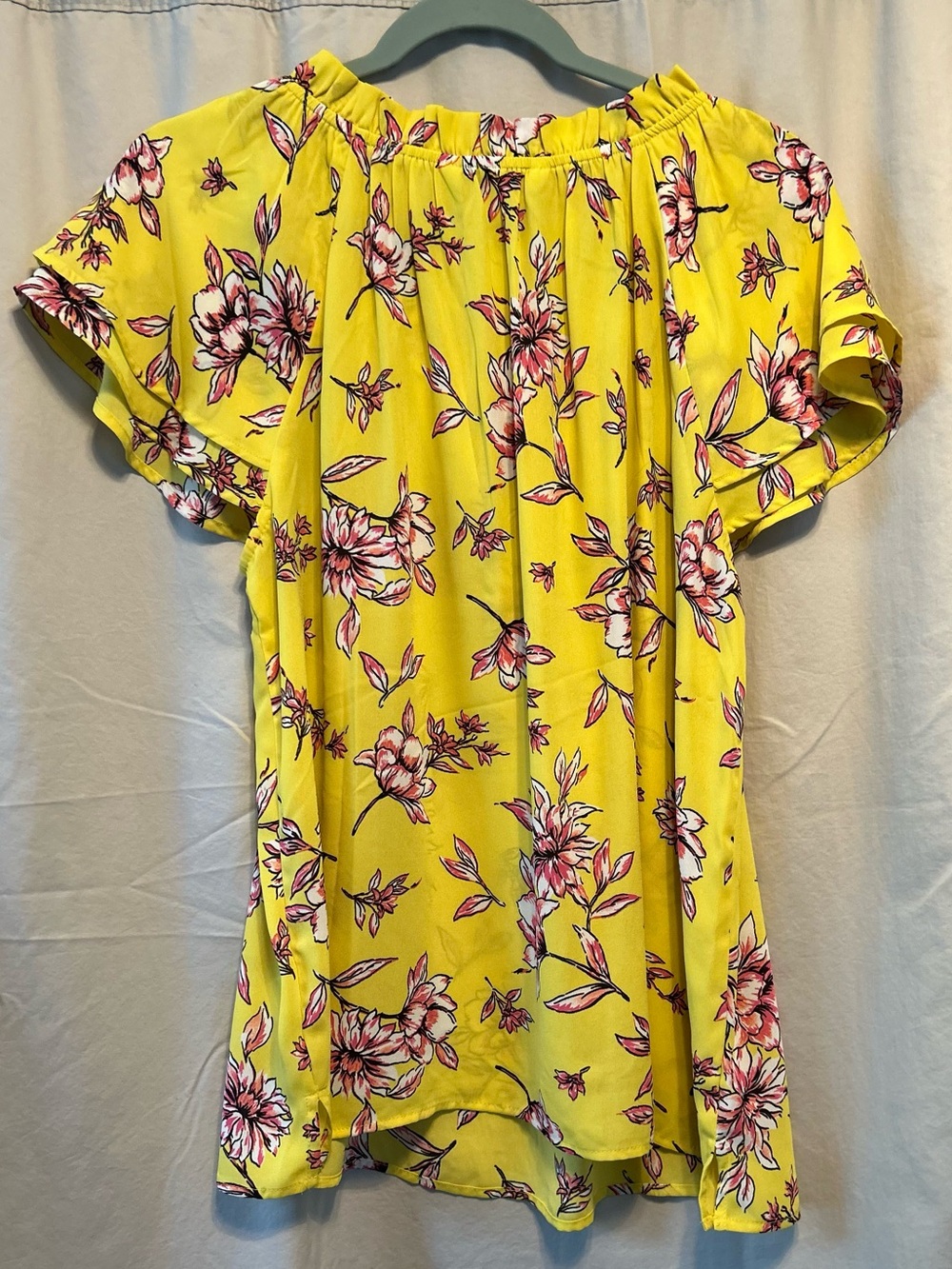 Counterparts Yellow Floral Ruffle Neck Blouse - Picture 4 of 4